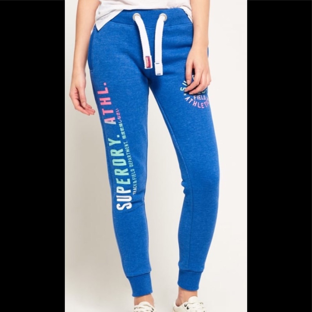 SUPERDRY Track & Field Skinny Joggers, Women’s XXS, Blue, Waist Front Tie, EUC